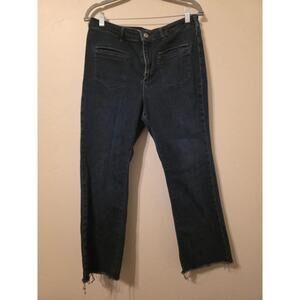 Pilcro Anthropologie Cropped Raw Hem Jeans Size 31 Dark Wash